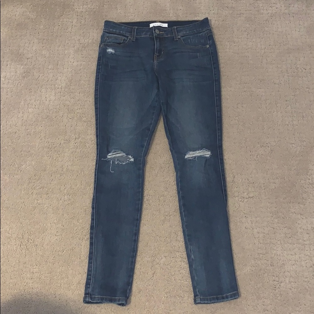 Eunina Dark Washed Ripped Skinny Jeans